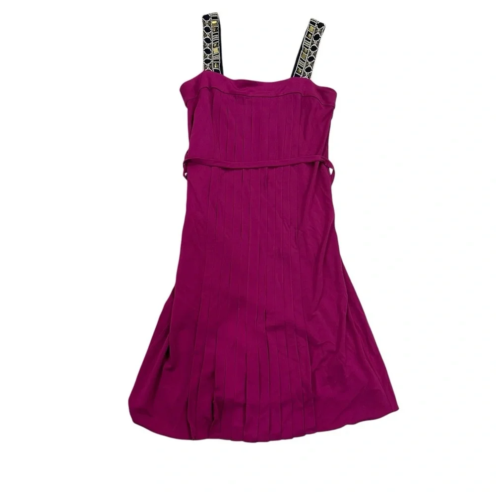 Tory Burch Jacqueline Pleated Bead-Strap Dress size S